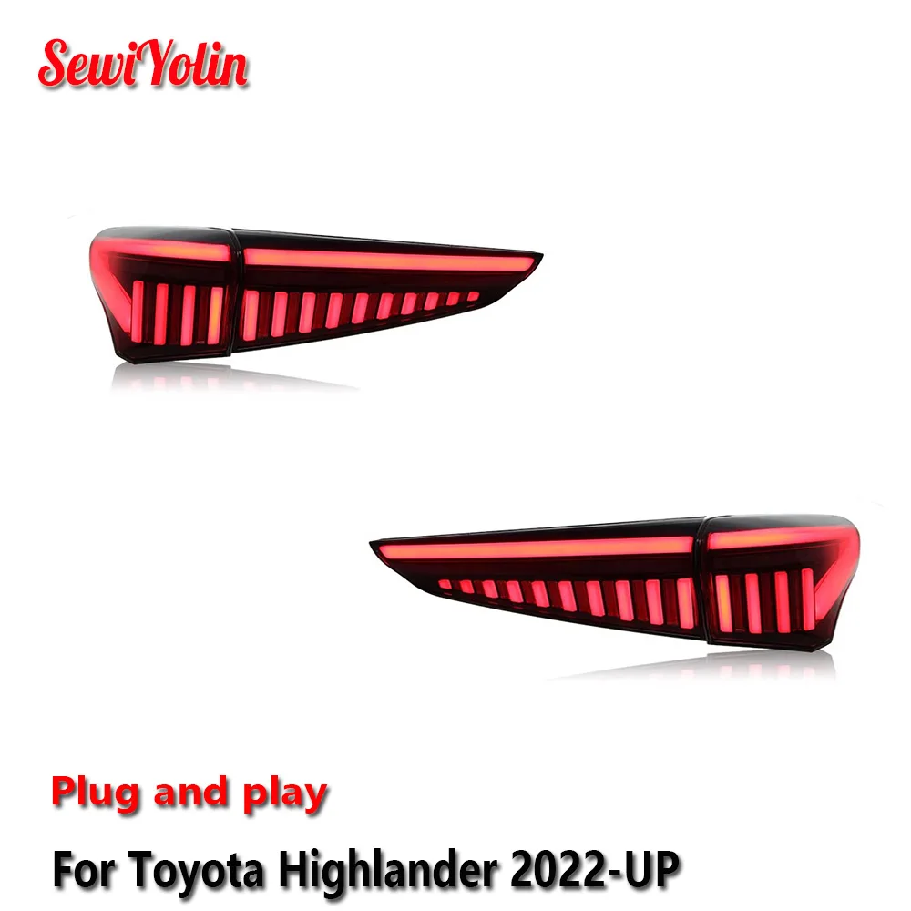 

Автомобильные светодиодные задние фонари, аксессуары для Toyota Highlander 2022-UP, автоматические задние противотуманные фонари DRL, стоп-сигнал поворота Plug and Play