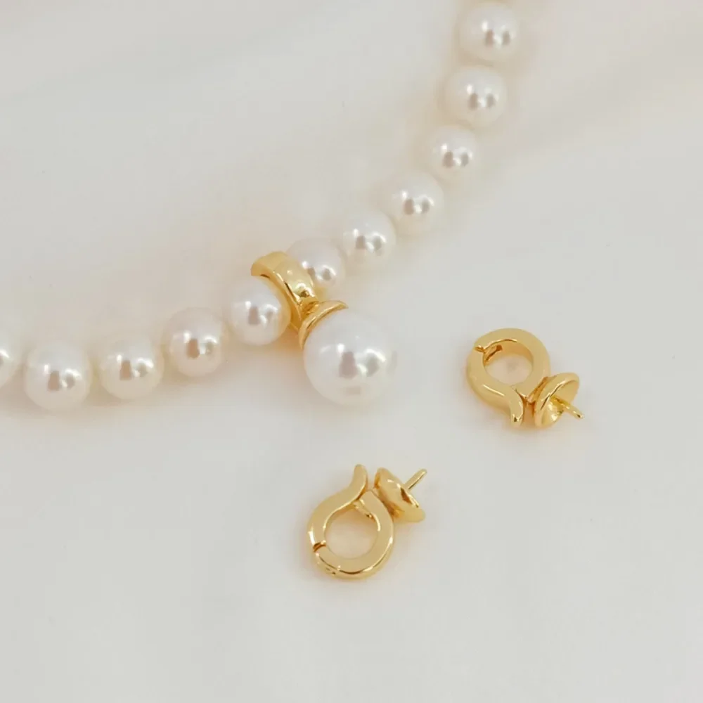 

Pendant Buckle Accessory 18K Gold and White Gold Sheep Eye Clip Pearl Pendant Diy Handcrafted Cover and Hanging Bracket
