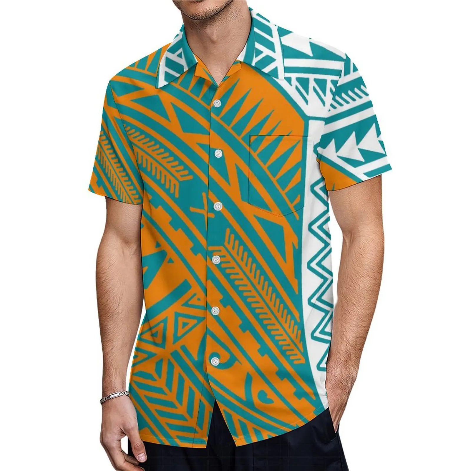 2024 New Hawaiian Gradient Polynesian Island coppia Set abito da donna con spalle scoperte gonna a coda di pesce con camicia da uomo