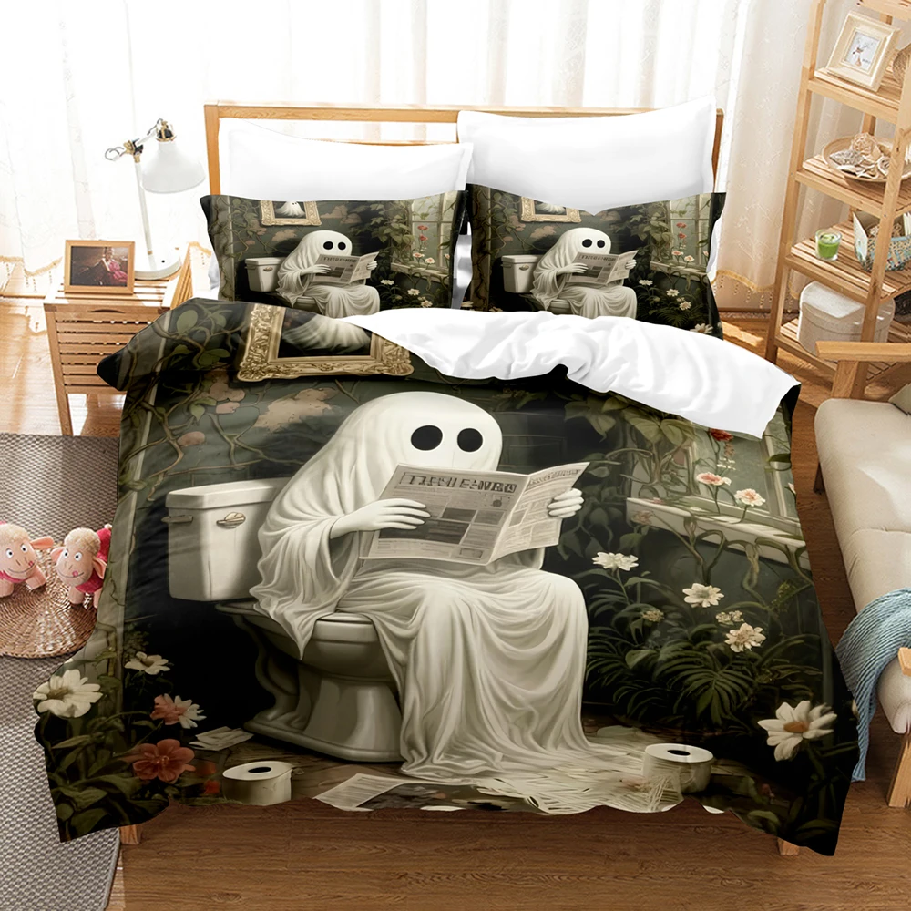 Happy Halloween Bedding Set 3D Digital Printing 2-3 Piece Set (No Core) Suitable for Bedroom Duvet Cover Set Halloween Decor