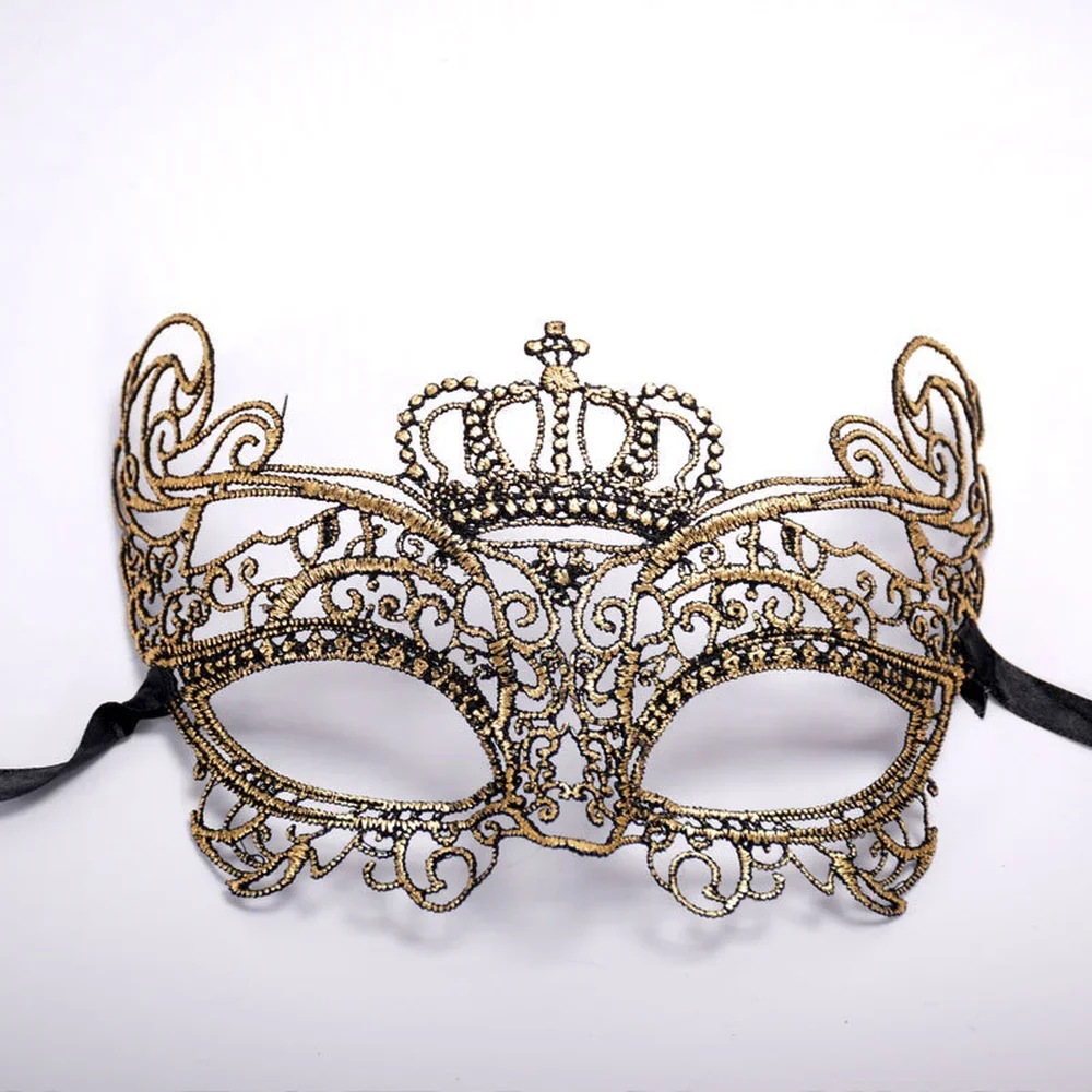 Gold Ladies Lace Masquerade Lace Venetian Cutout Eye Mask Party Masques for Carnival Gras Masque Halloween Masks Prom Supplies