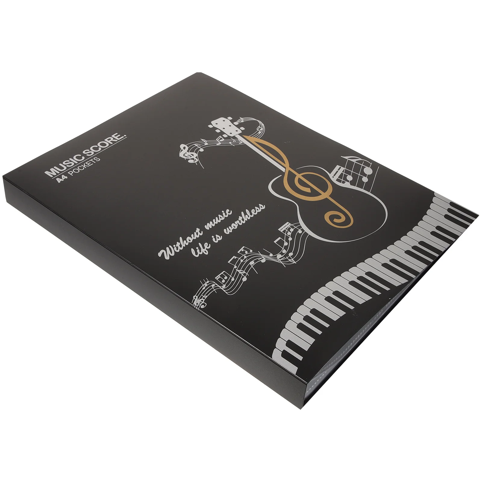 

A4 40 Pages Black Durable PVC Waterproof Sheet Double Binding File Organizer for Piano Musicians Teacher Student