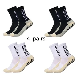 4 Pairs Men's Soccer Socks With Anti-Slip Silicone Pads, Thick Towel Bottom For Sweat Absorption,ootball Socks, Yoga Socks