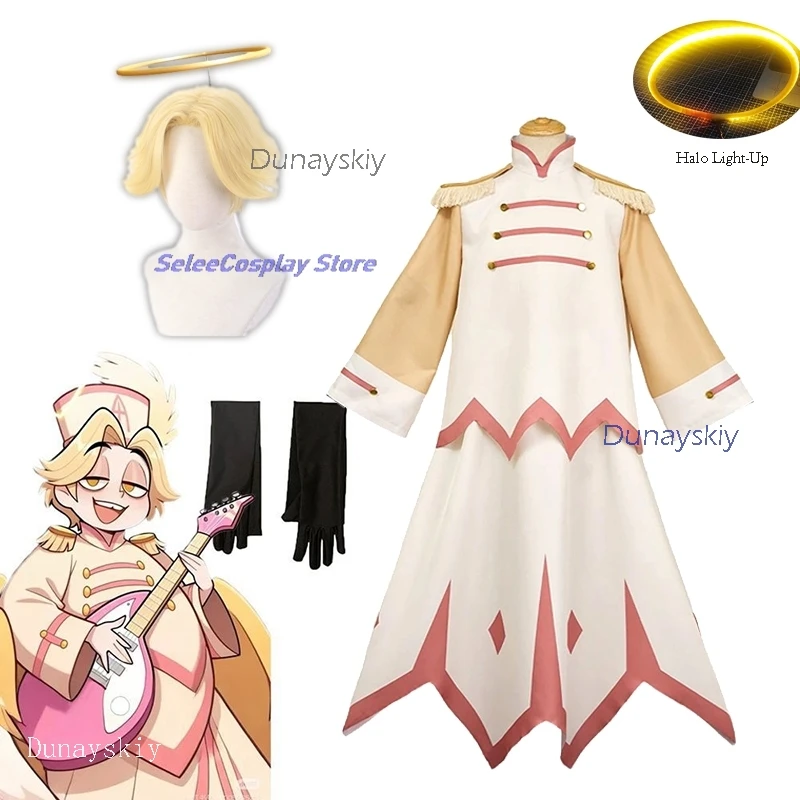 Navidad disfraz de Navidad Ángel Halo Anime Hazzbin2 Cosplay Hotel Adam's Second Son Abel Cosplay disfraz Rock Boy mujeres hombres salón