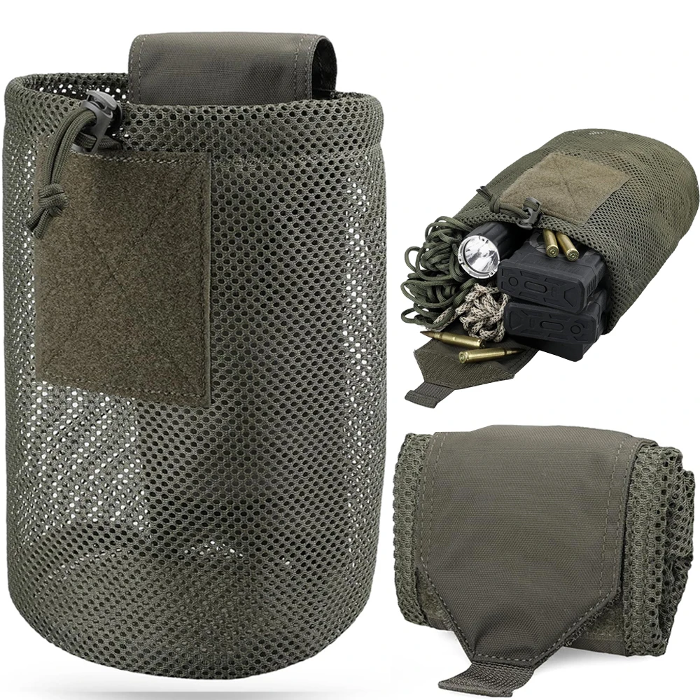 전술 Molle 덤프 파우치 야외 롤업 드로스트링 탄창 유틸리티 접이식 허리 가방, 메쉬 접이식 스포츠 사냥 EDC 포켓 전술 Molle 덤프 파우치 야외 롤업 드로스트링 탄창 유틸리티 접이식 허리 가방, 메쉬 접이식 스포츠 사냥 EDC 포켓