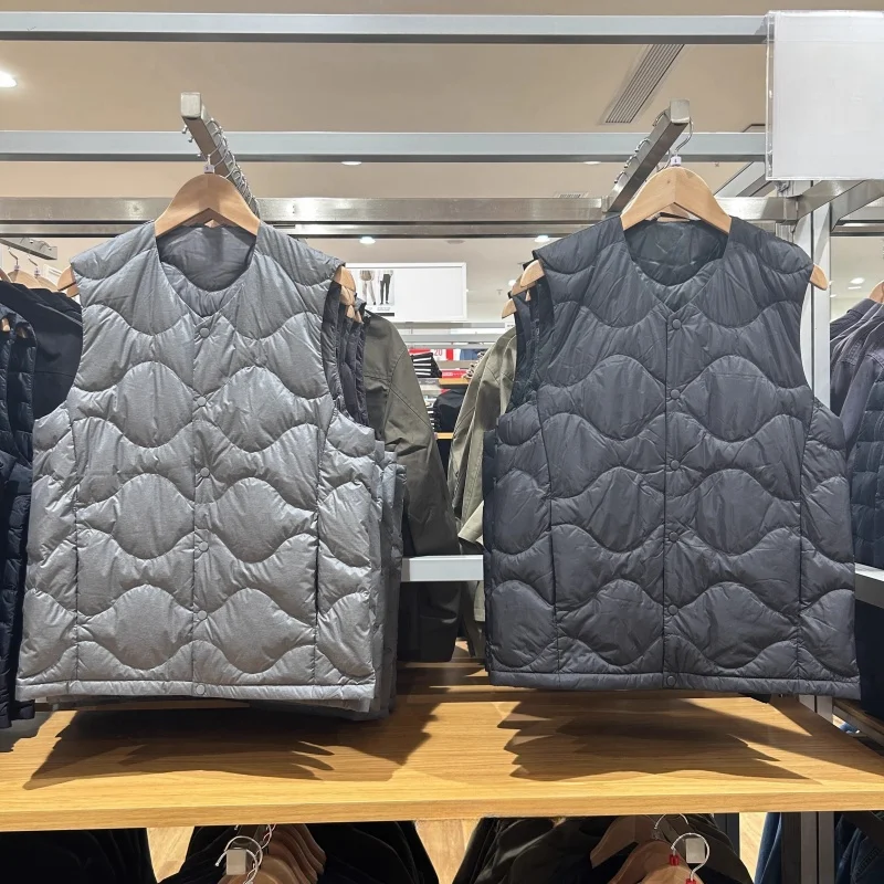 

Портативный легкий пуховый жилет с арочной строчкой, мужской зимний, свободного кроя, молодежный, на одной пуговице, однотонный