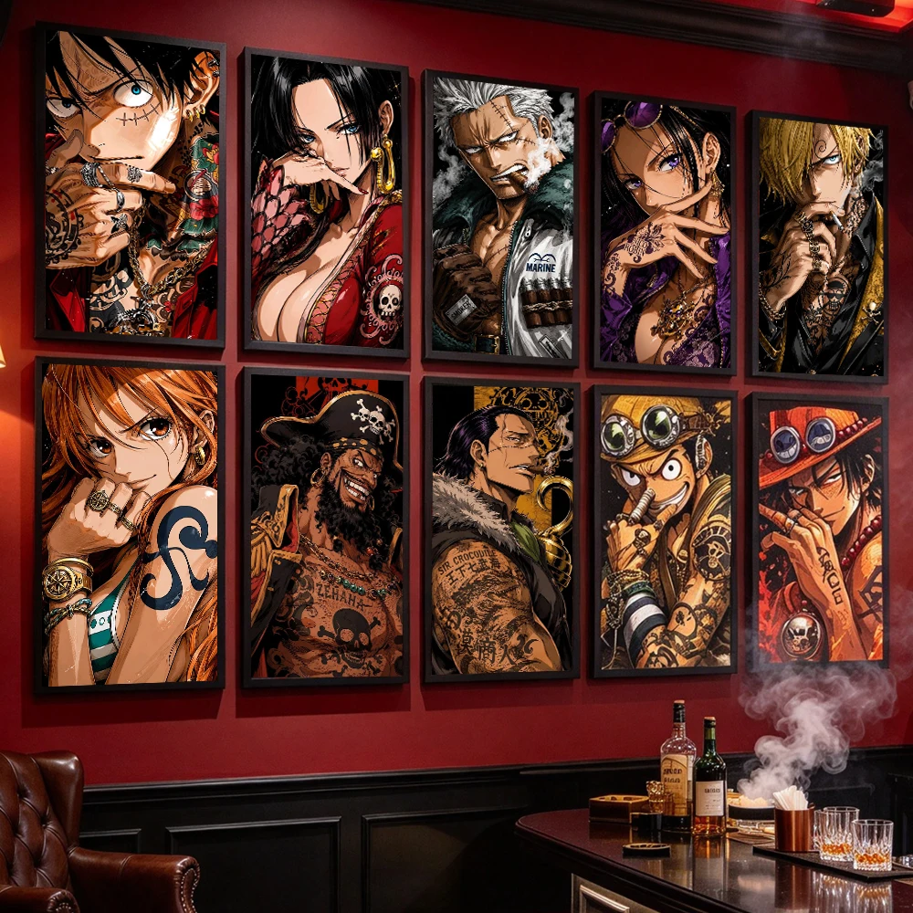 Anime Tattoo One Piece Poster Character Print Wall Art Luffy Sanji Ace Boa Hancock HD Decor Bedroom Living Room Canvas Painting