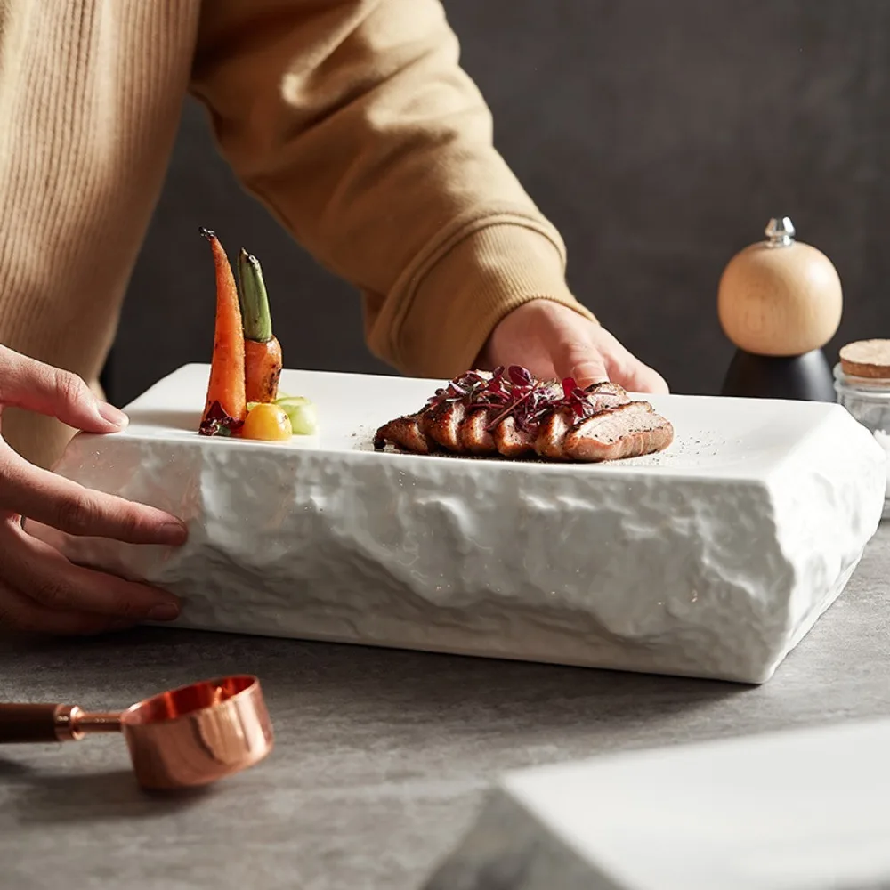 

Ceramic Tableware Sushi Snack Tray Insulation Western Food Plate Flat Plate Dish Kitchen Supplies Light Luxury Holiday Gift