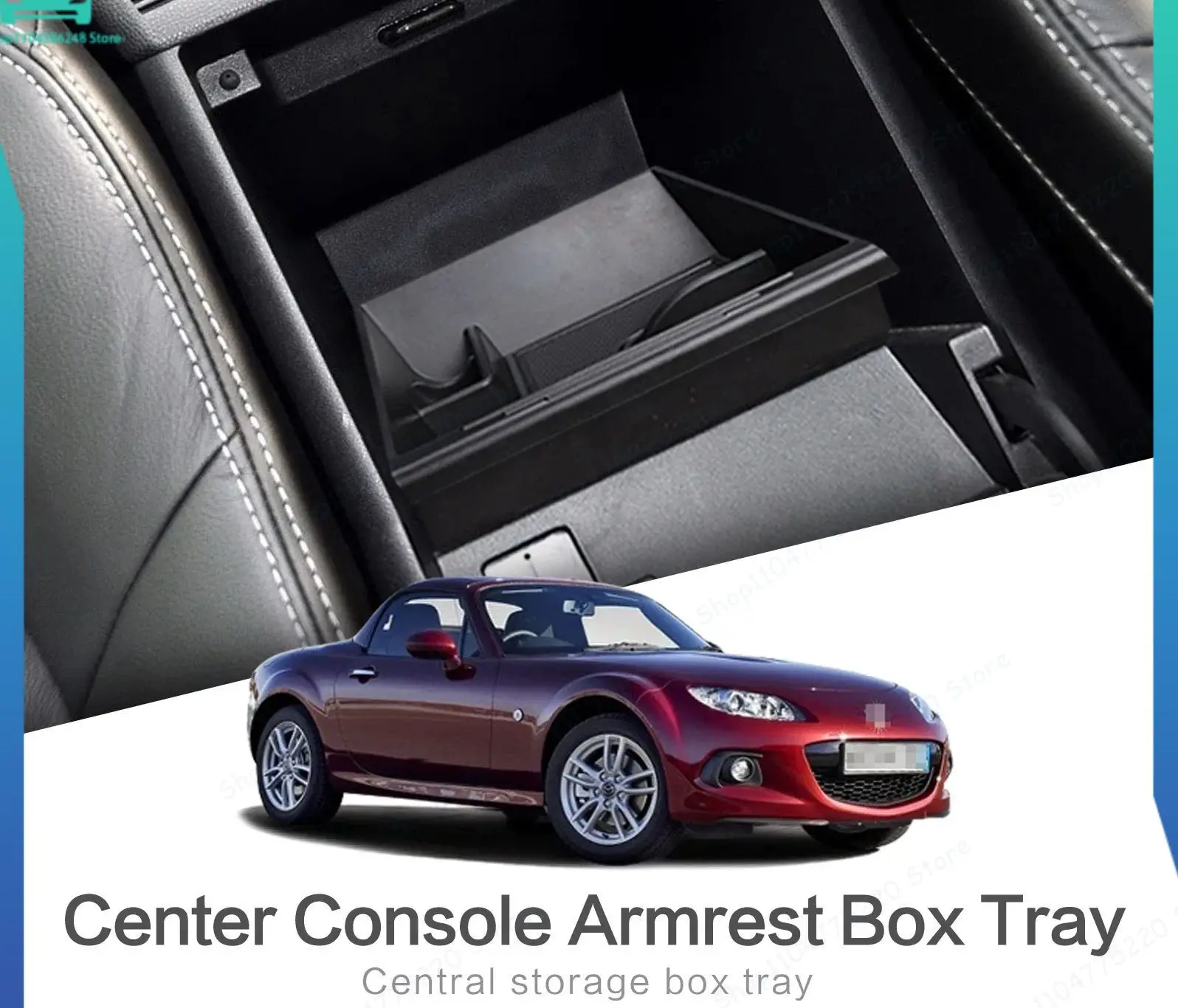 For Mazda MX-5 NC 2006 - 2014 MX5 MIATA Roadster Center Console Armrest Storage Box Tray Tidying Accessories Black