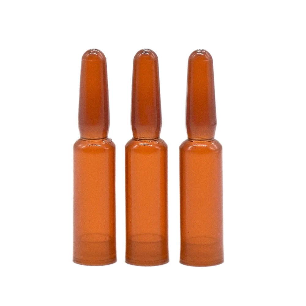 1ML Plastic Amber Ampoule Hyaluronic Acid Packaging Bottle，Empty Vails for Facial Essence,1g Container Break off Bottle 100pcs