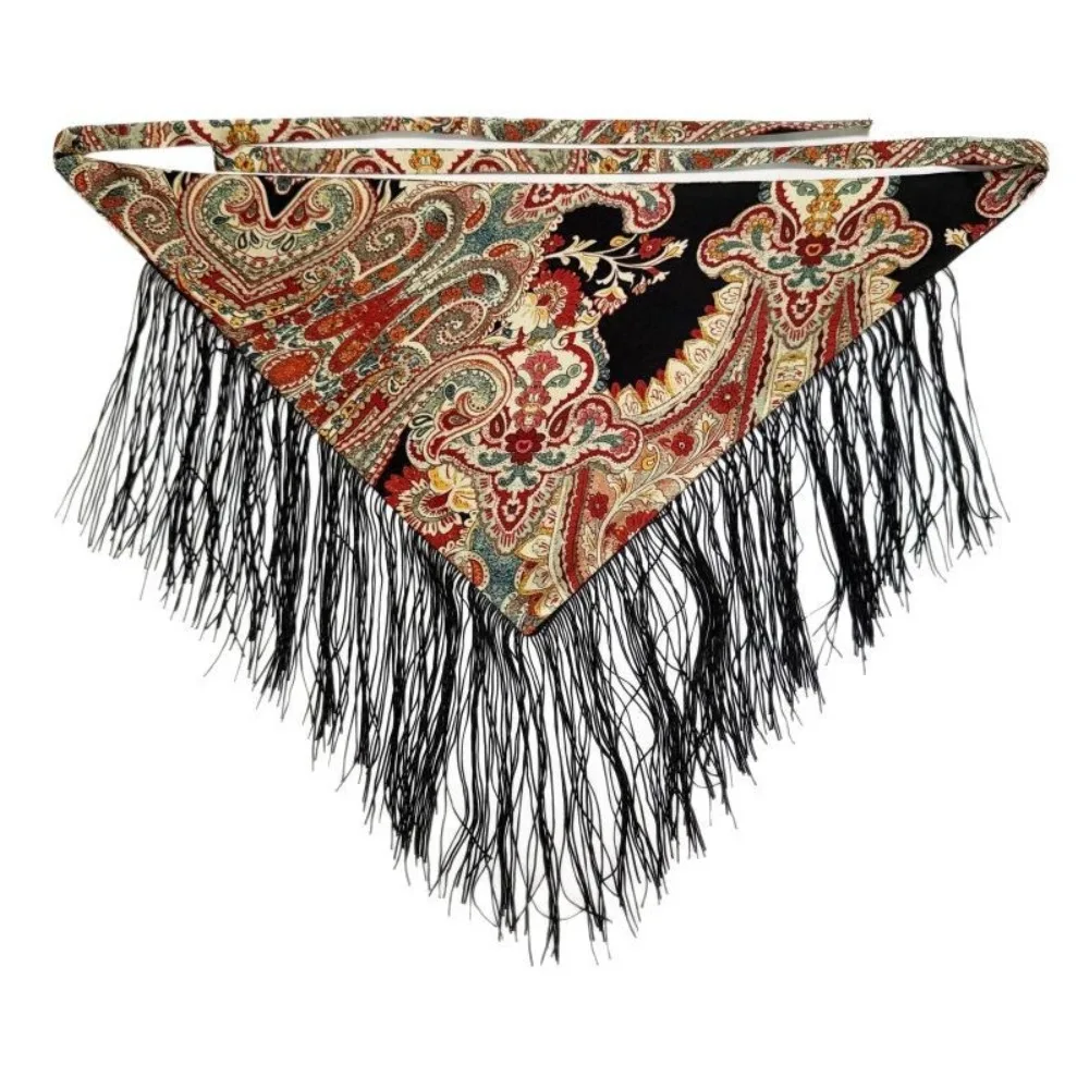 

Chinese Style Ethnic Triangular Waistband Embroidered Printing Tassel Floral Triangular Belt Clothing Accessories Jeans Decor