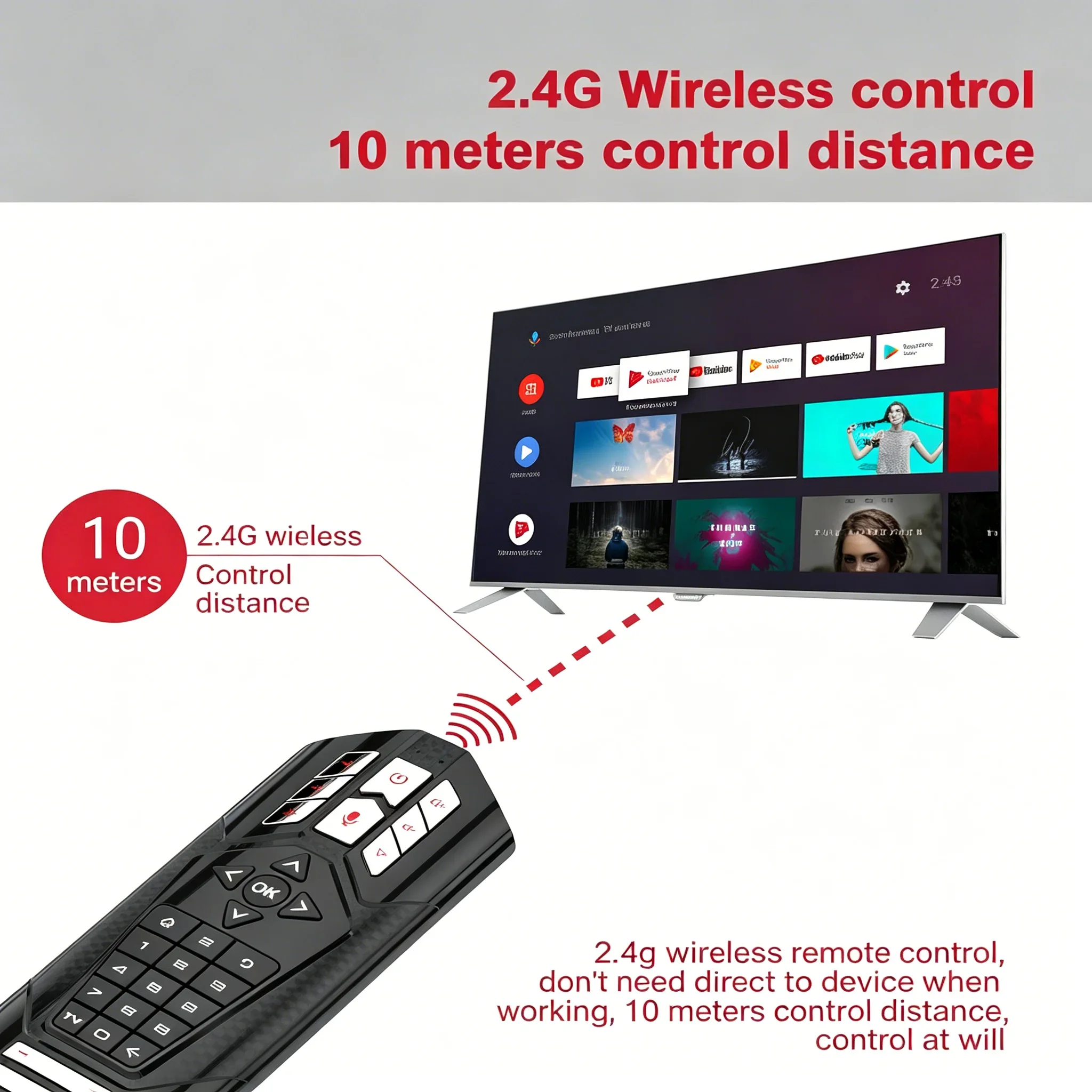 2.4G Air Mouse with 6 Axis Gyro Voice Control Infrared Learning Wireless Remote Control for TV Box Smart TV Desktop