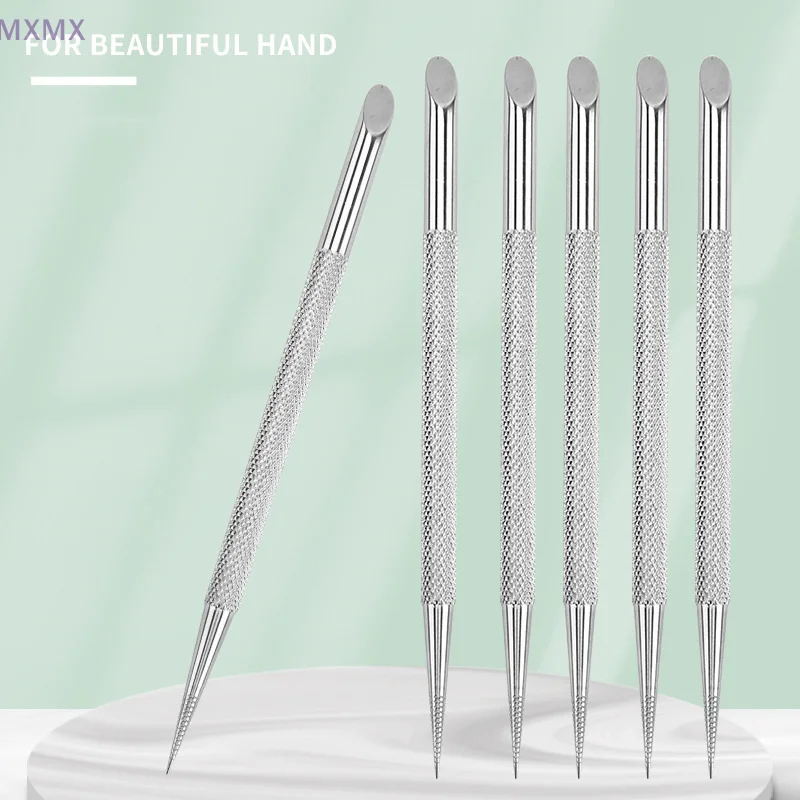 

NEW Double-ended Stainless Steel Cuticle Pusher Beveled Head Nail Circle Sanding Tablet Manicure Sticks Tools For Nail Art