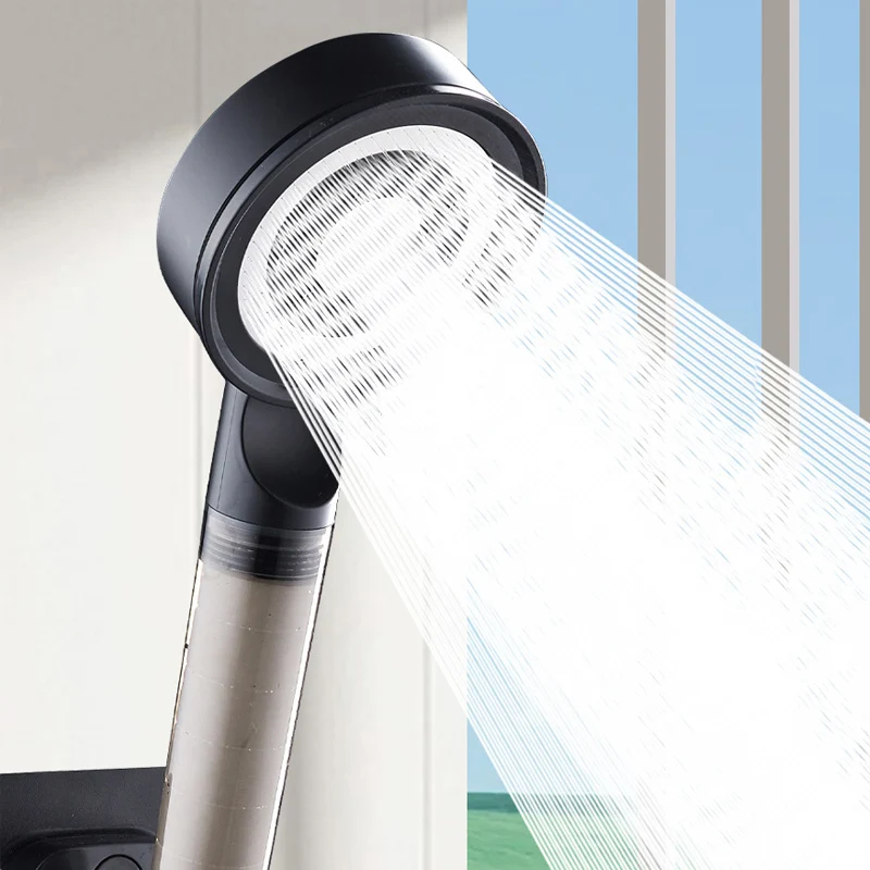 フィルター付きの調整可能なポータブルシャワーヘッド,高圧,5つのろ過モード,スキンケアノズル,バスルームアクセサリー