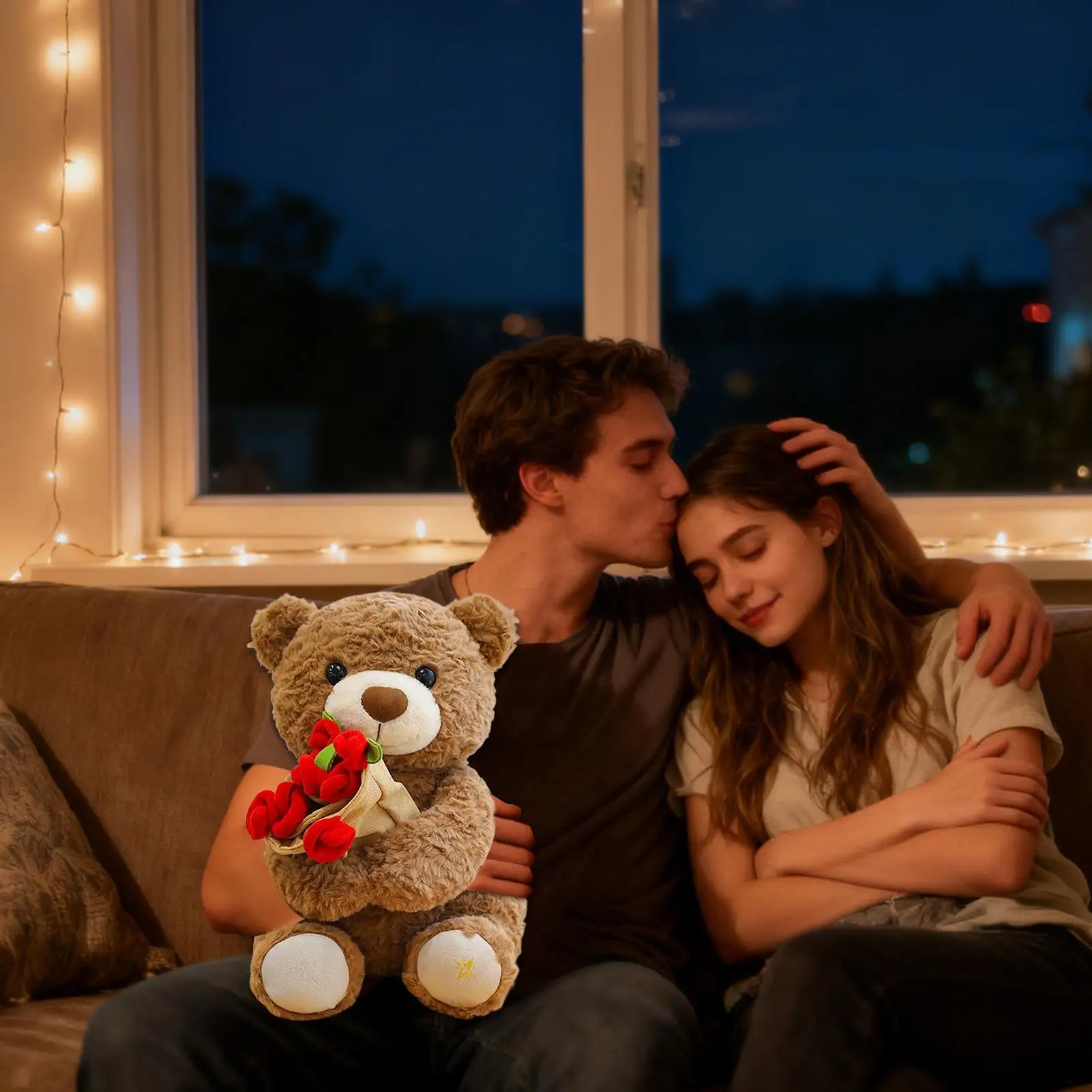 

Мягкая плюшевая игрушка-медведь, держащая букет роз, приятная мягкая кукла, милые мягкие игрушки в виде животных для взрослых, женщин, мужчин, детей, мальчиков