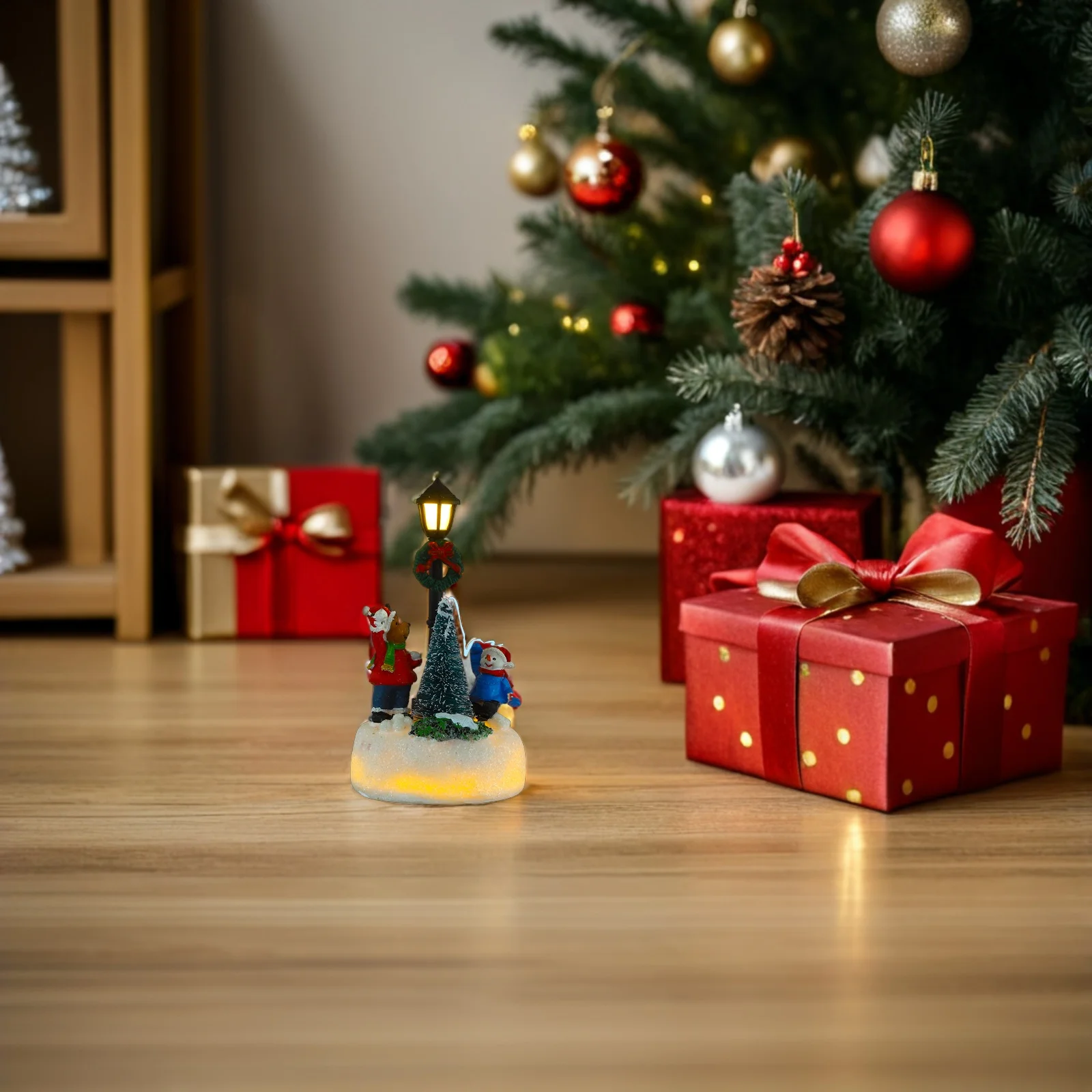 

Christmas Decoration Resin Mini Street Light Glowing Led Holiday Lights For Tabletop Centerpiece Festive Home Party Decor