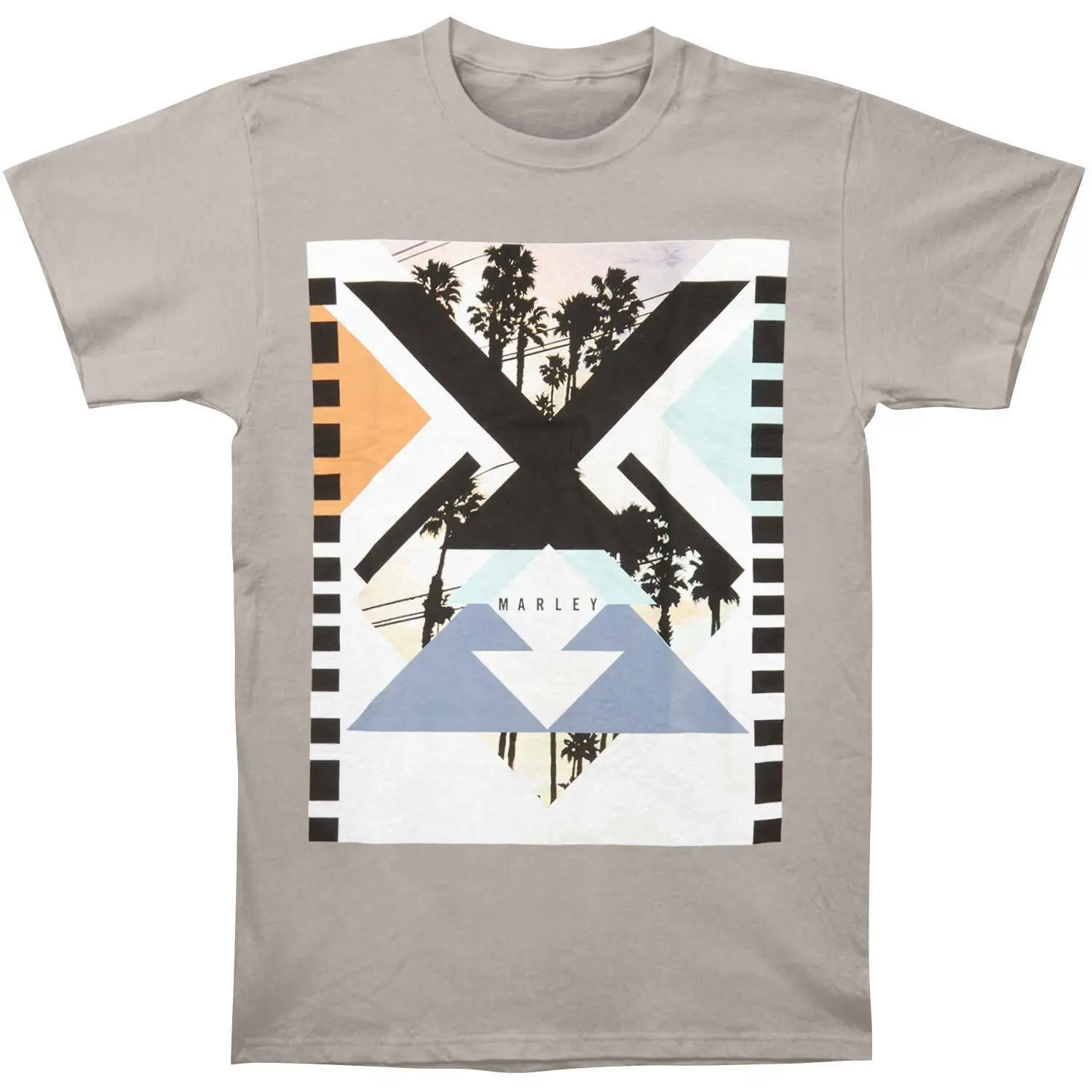 Men'S Bob Marley Trees Pyramids T Shirt Large Grey