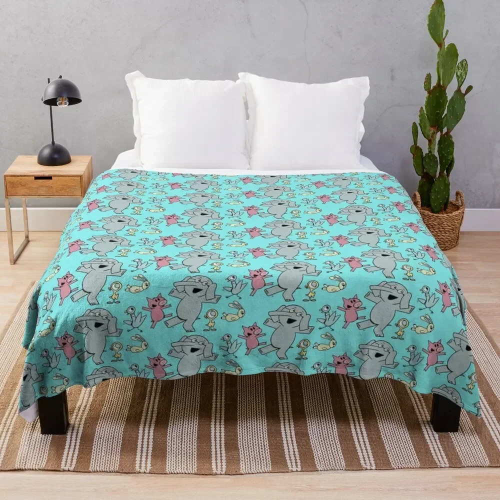 Elephant and Piggie dancing with friends Throw Blanket sofa bed Moving Luxury Blankets