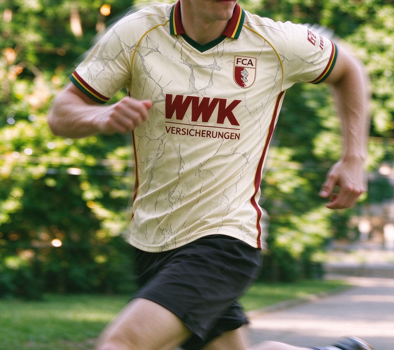 2026-27 FC Augsburg Soccer Jersey, Marble Texture Colorful Collar Parent-child Football Shirt