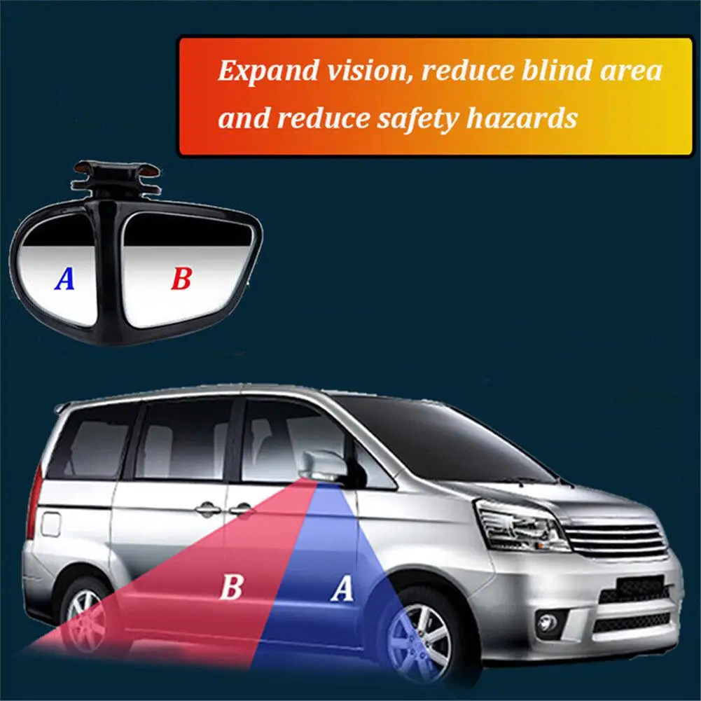 1 Pair Car Blind Spot Mirror Front Wheel Auxiliary Rearview Double-sided Mirror 360 Degree Adjustable Car Mirrors