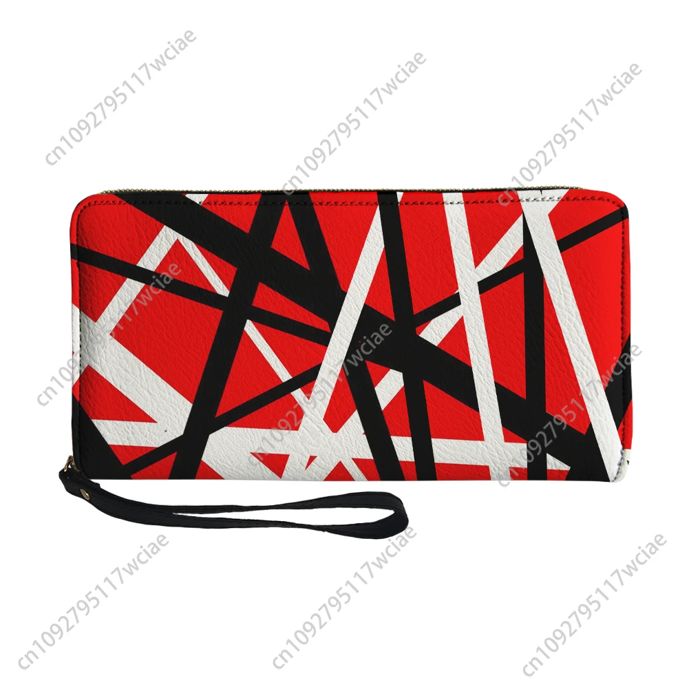 

Van Evh 5150 Stripes Halen Rock Band Custom Wallet Purse Mens Womens Zipper Long Wallets Double Print Portable Wallet Gift Bag