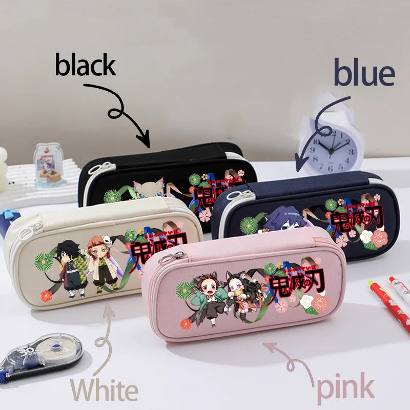 Kamado Nezuko Tanjirou Anime Multi-layer Student Demon Slayer Oxford Cloth Pencil Bag Pencil Box Stationery Storage Bag Gift view 2