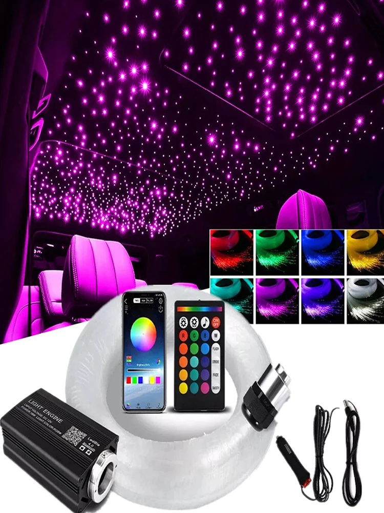 

12 Вт, 16 цветов, неоновая подсветка с управлением через приложение, эффект звездного неба, оптический проектор для потолка автомобиля