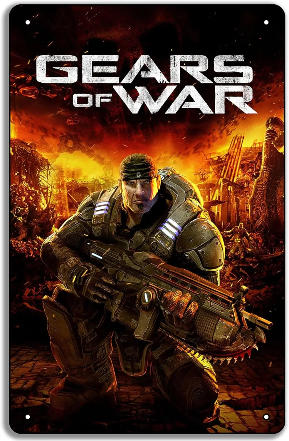 1 PCS,Gears of War Game Poster Video Game Wall Art Gift, Metal Tin Sign 8x12 Inch