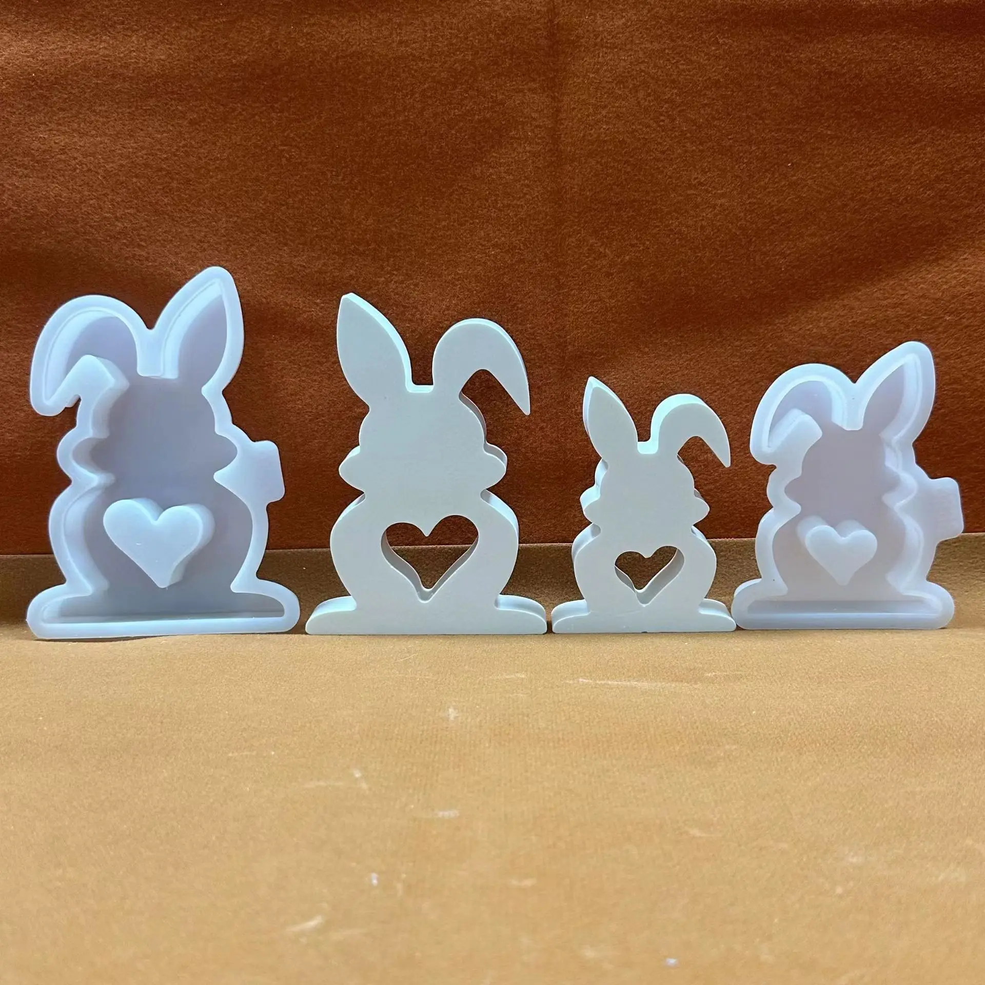 Easter Love Standing Rabbit Candle Ornaments Mold DIY Resin Cement Gypsum  Pouring Ornaments Silicone Mold Home Decoration