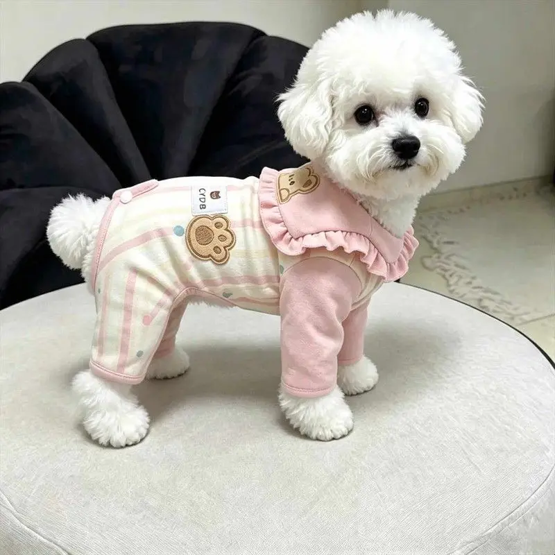 2026 New Pet Clothes Dog Belly Band Shirt Four Feet Sleepwear Teddy Bichon Puppy Winter Protection Soft Cute Bear Pattern Doggy
