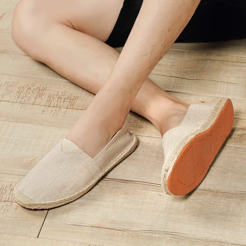 Mannen Schoenen Zomer Espadrilles Mannen Canvas Sneakers Nieuwe Ademende Visser Schoenen Mannen Slip Op Loafers Grote Maat 45 Sneakers