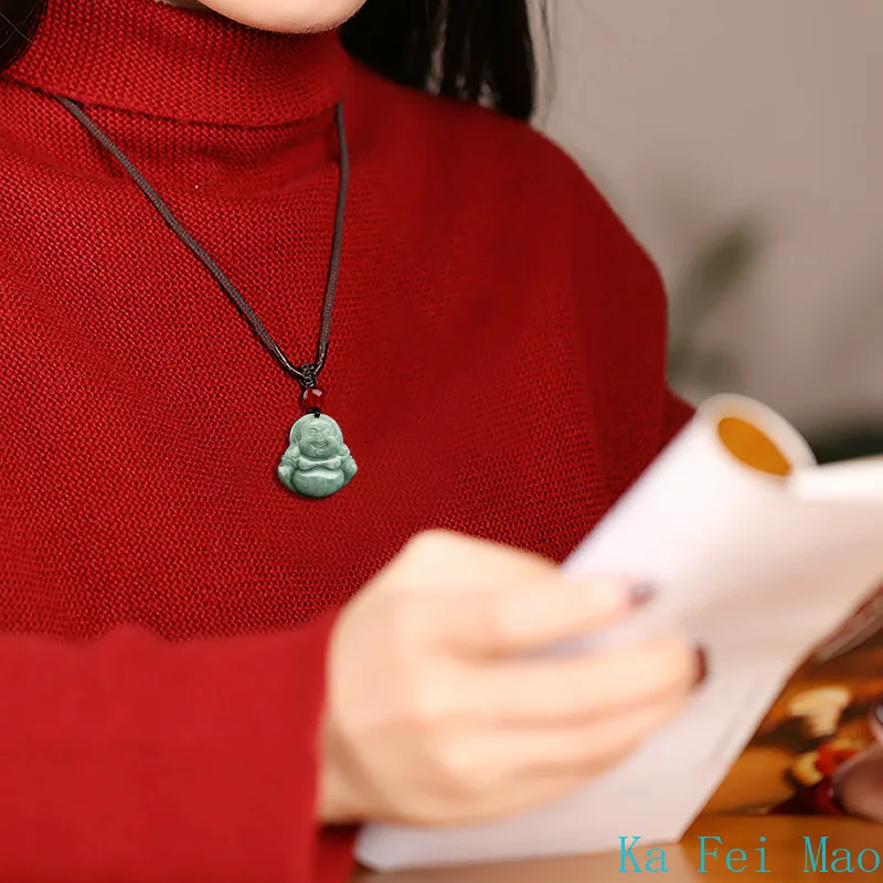 Natural A-grade Jadeite Beans Buddha\'s God Jade Pendant Men\'s Gifts Necklace Women\'s Charms Jewelry Drop Shipping