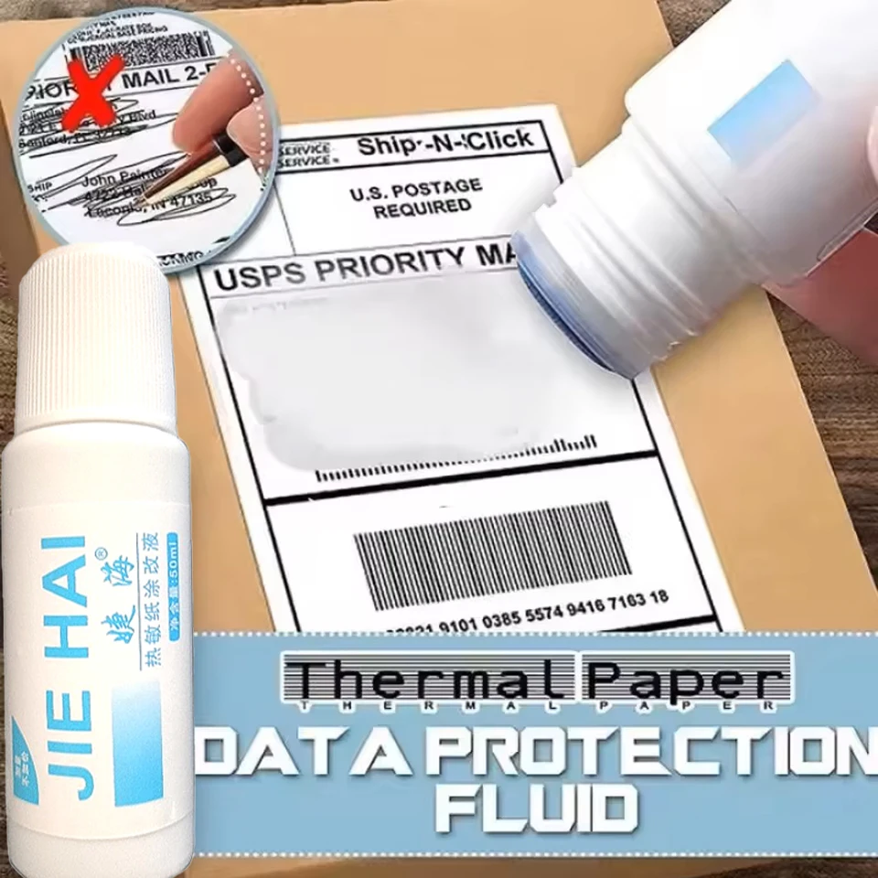 Protector de Información de Identidad Anti-Espionaje, Paquete de 50 ml de Líquido Corrector de Papel Térmico de Secado Rápido, Protector de Información de Identificación de Paquetes