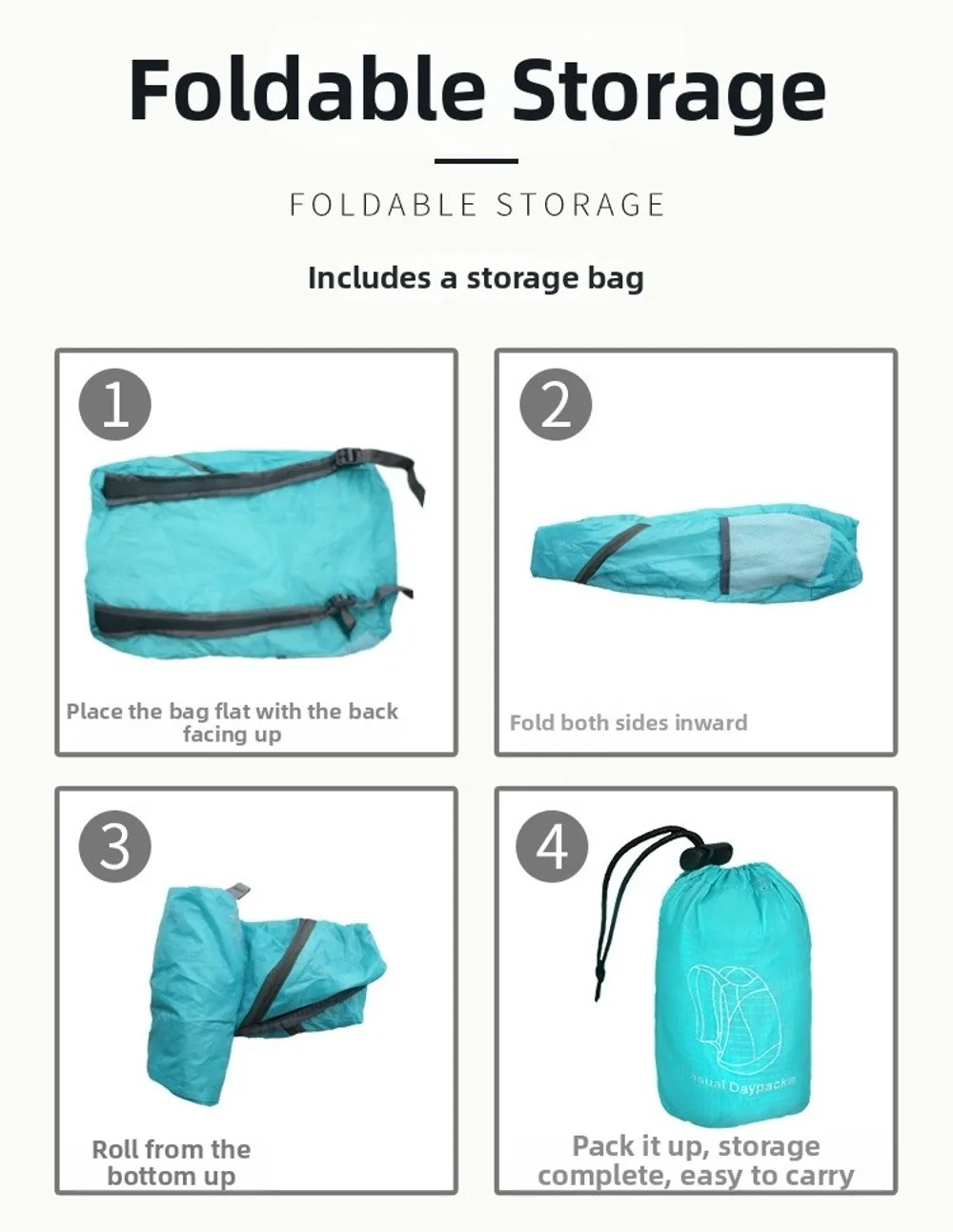 Hochwertiger, verstaubarer 20-Liter-Rucksack, leicht, ultraleicht, praktischer Reise-Tagesrucksack, faltbare Outdoor-Tasche für Männer und Frauen – Detail 7