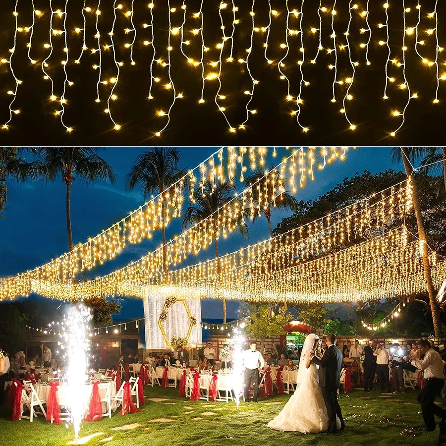 4-40M LED Icicle Lights Outdoor Christmas Fairy Icicle String Lights Outdoor Extendable Dripping Ice cycle String Lights