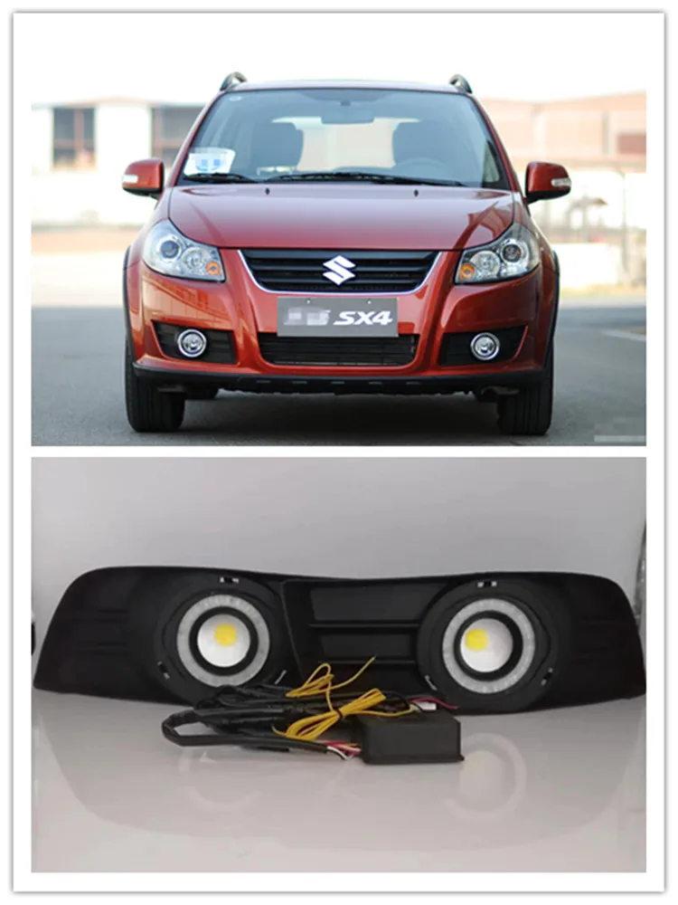 

LED Fog Lights Assembly For Suzuki SX4 2014 2015 2016 Front Bumper Fog lamp Replacement Angel Eye Daylight Accessories Kits