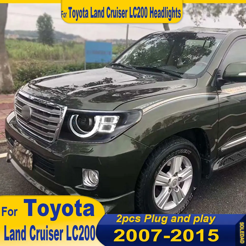 

Автозапчасти для фар Toyota Land Cruiser 2007-2015 LC200 новейший Стайлинг светодиодный DRL двойной проектор автомобильные аксессуары модифицированные 2 шт.