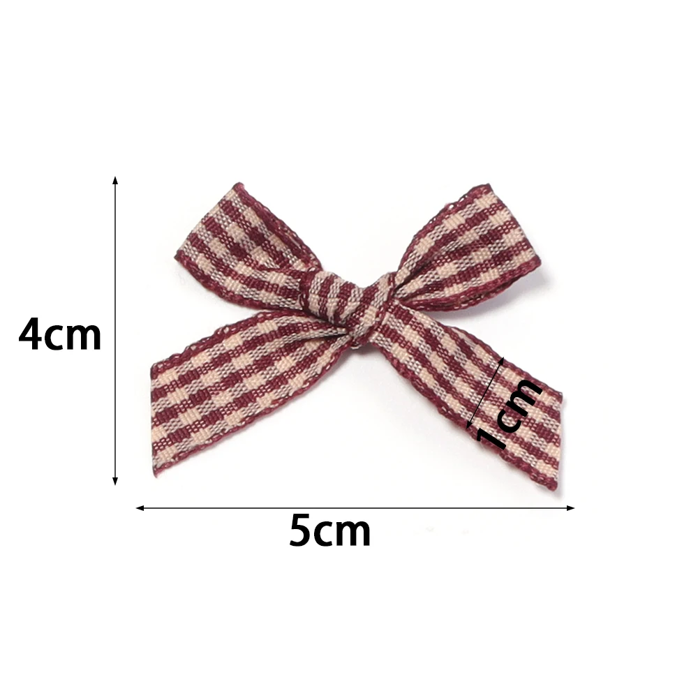 20Pcs 4x5cm Mocha Plaid Bow Caramel Bow Teddy Bear Brown For Gift Apparel Accessories Checkered  Hair Clip DIY Sewing Crafts