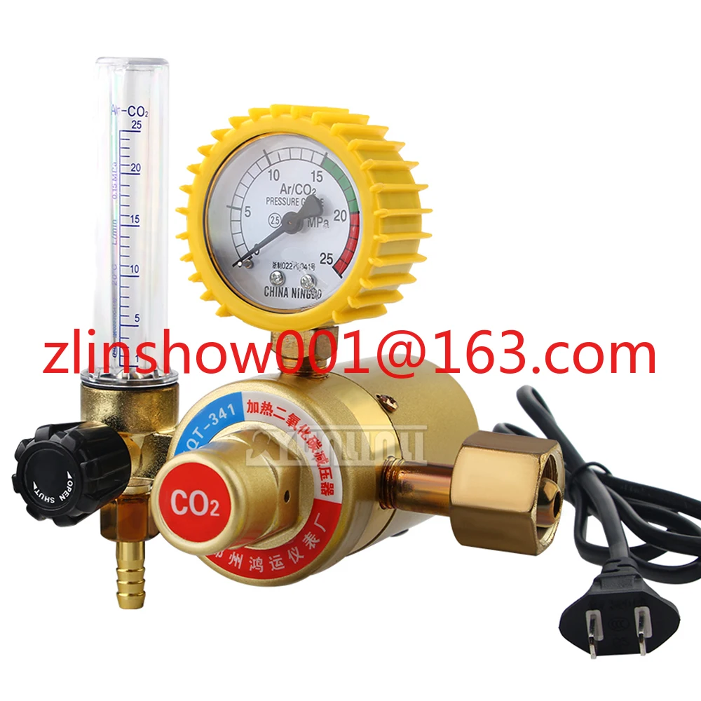 Carbon Dioxide Pressure Reducing Valve CO2 Pressure Gauge Secondary Protection Welding Pressure Gauge Heating 36V/110V/220V