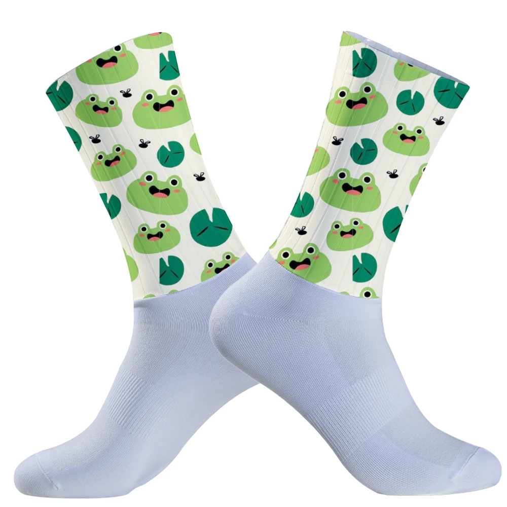 Bas Injecteur Frog Sunshine pour Femme, Chaussettes Antidérapantes, Chaussettes à Motif, Confortables, Cyclisme, Automne