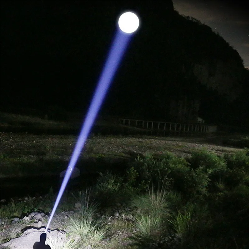 

A98E-Long Range Flashlight Super Bright LED Spotlight High Power With Battery Indicator