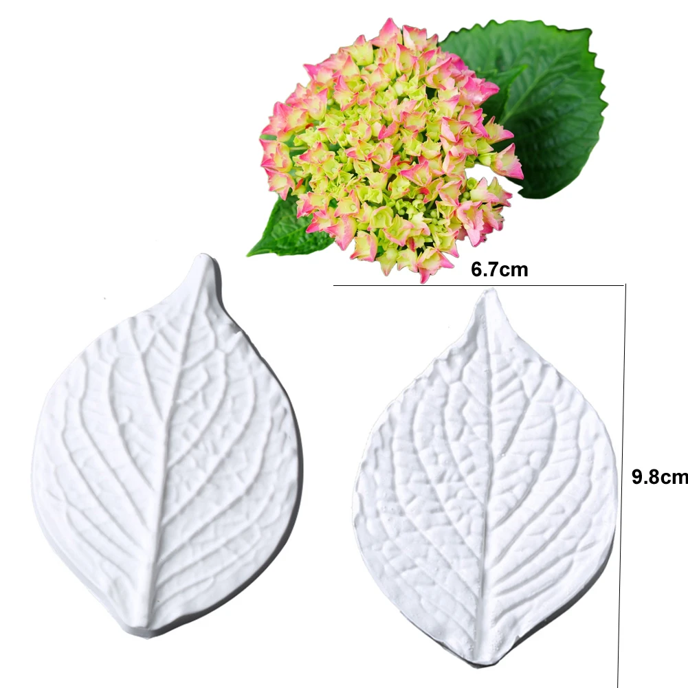 2pcs Hydrangea Leaf Silicone Molds 3D Fondant Flower Cook Wedding Decoration Baking Sugar Craft Moulds Clay Petal DIY Cake M2976