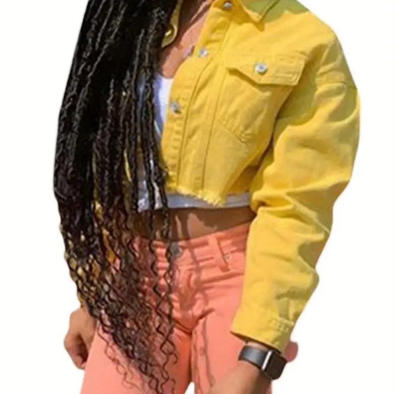 

2025 New Cross-border Emed Denim Jaet Ladies' Emed Hem Collar ort Length Autumn Season Wide Fit Jeans Jaet