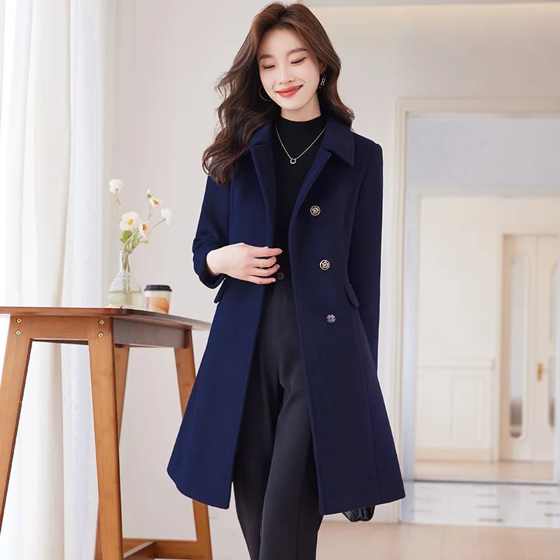 

Professional clothing high-end wool jacket femininity medium and long autumn and winter 2023 new woolen trench coat suit coat