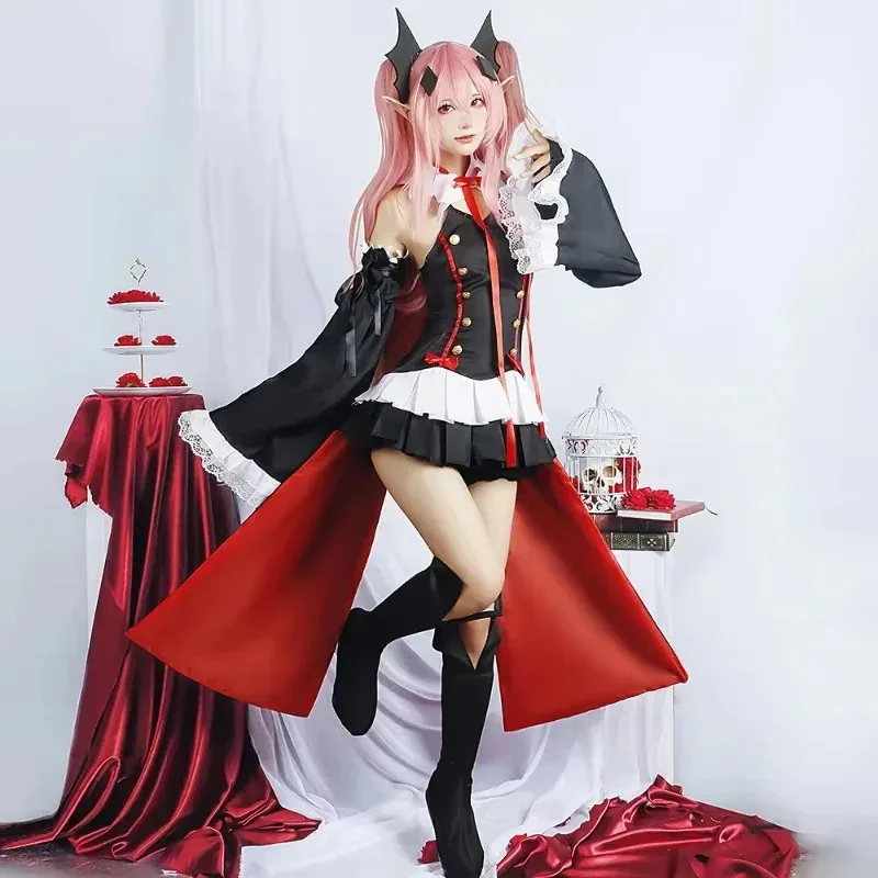 AIAI 2025Anime Seraph of the end Krul Tepes Vampire Wig Elf Ears Cosplay Costume For Women Halloween Carnival Party Comi