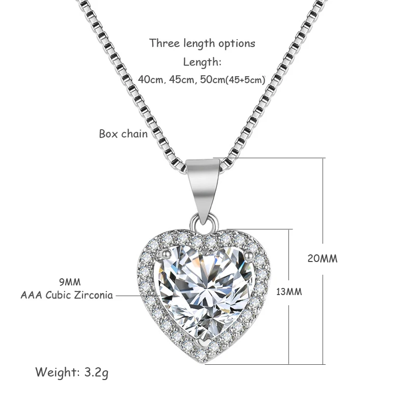 Neue Mode 925 Sterling Silber Herz CZ Anhänger Halsketten Frauen Schmuck Jahrestag Geschenk Lila & Rot & Rosa Zirkon Schlüsselbein kette – Detail 4