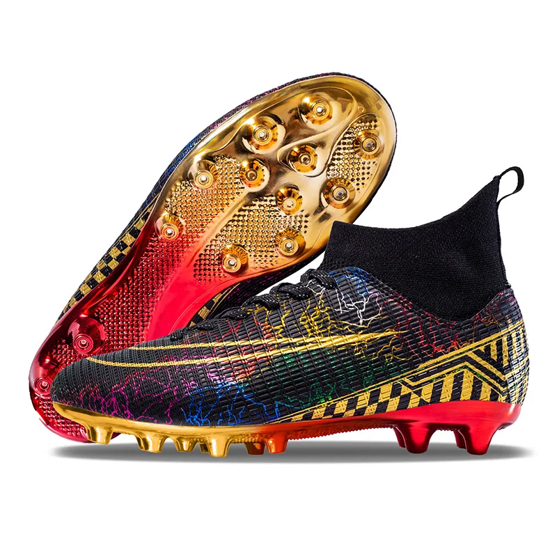 Men Round Nail Football Boots TF/FG Soccer Shoe Outdoor Non-Slip Grass Training Sport Footwear Teenagers Adult Match Sneakers