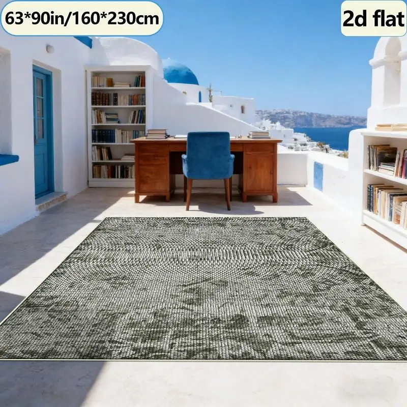 Retro Green Plant Texture Carpet Floor Mat Breathable Non-Slip Carpet for Indoor Home Decoration Household Floor Mat