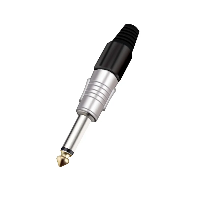 1PC 6.35MM Jack Mono Plug Microphone Mic Guitar Cable Wire Connector 6.3MM Sophomore Core 2 Pole 1/4 Inch Audio Plug Adapter