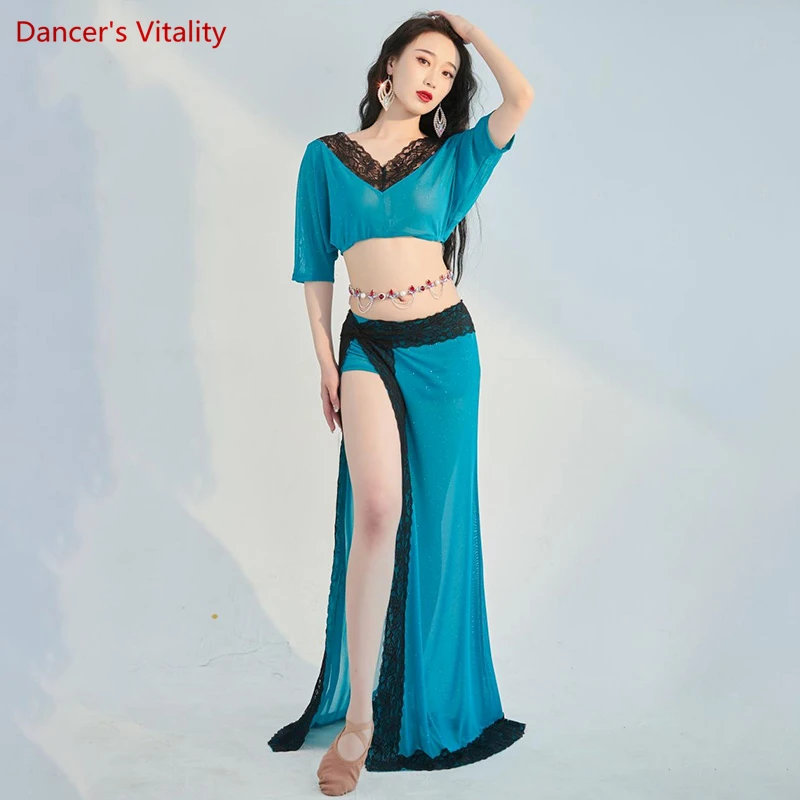 Belly Dance Costumes Set for Women Belly Dancing Top+long Skirt 2pcs Performance Suit Clothes Female Oriental Practice Outfit